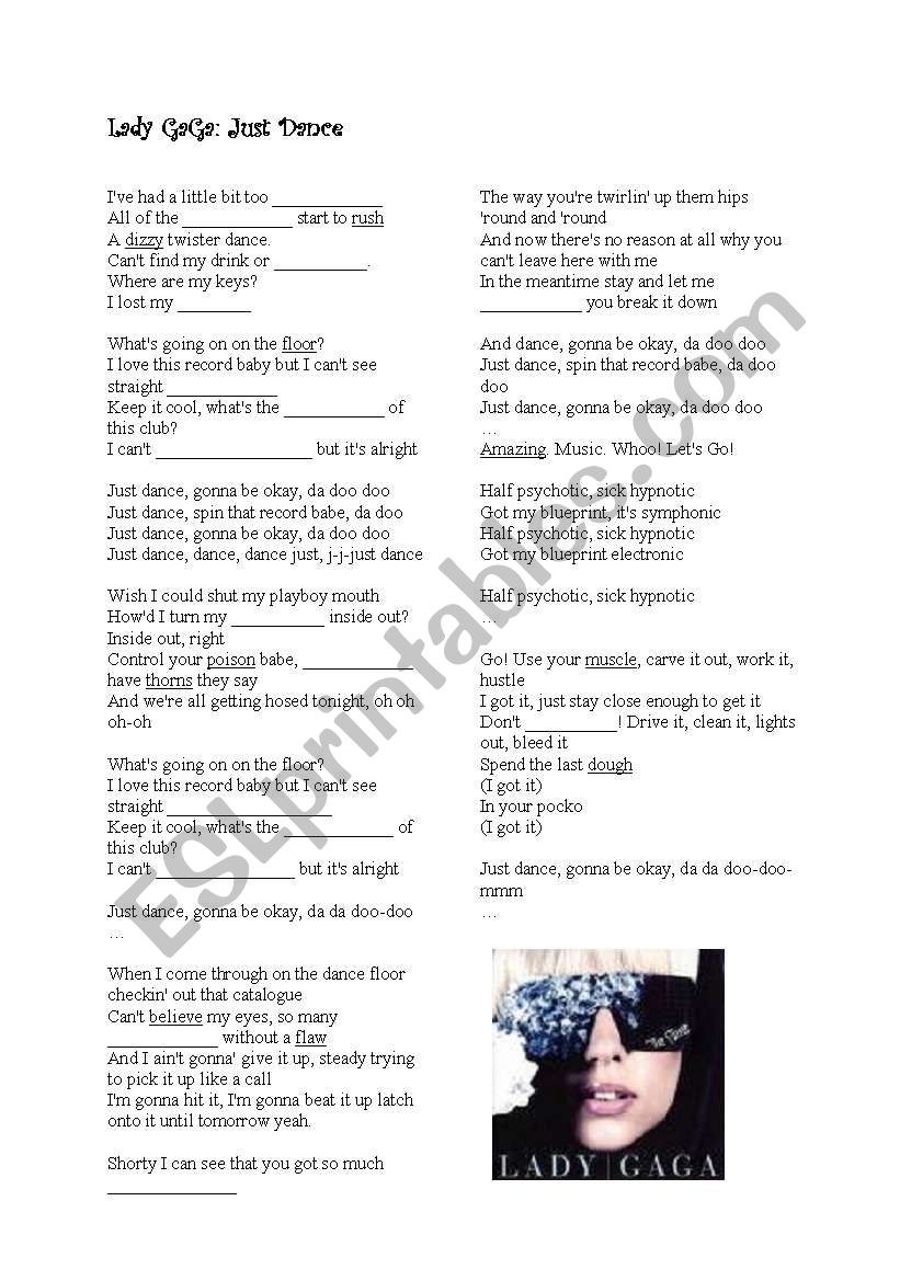 Just dance Lady Gaga worksheet