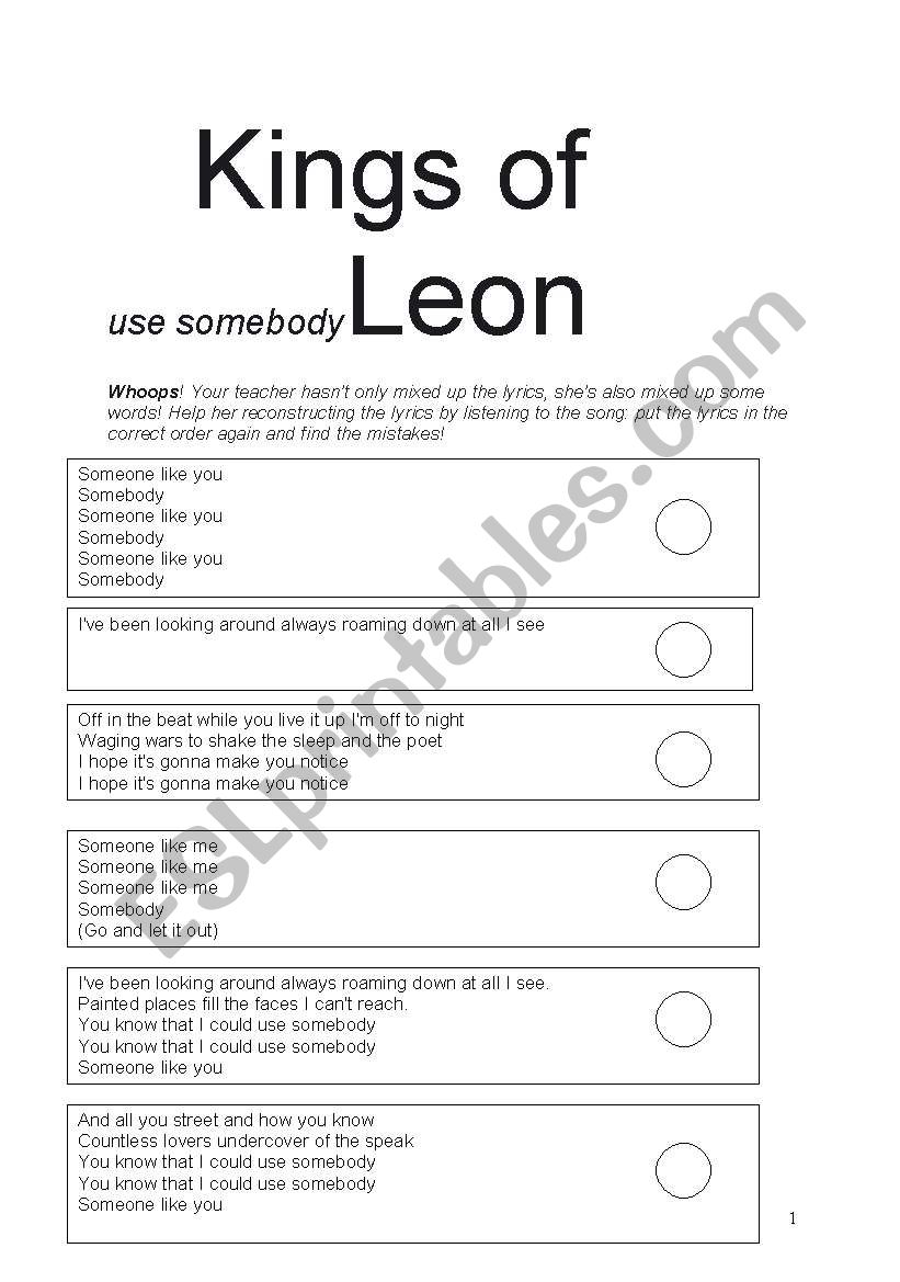 Kings of Leon Use Somebody mixed up lyrics