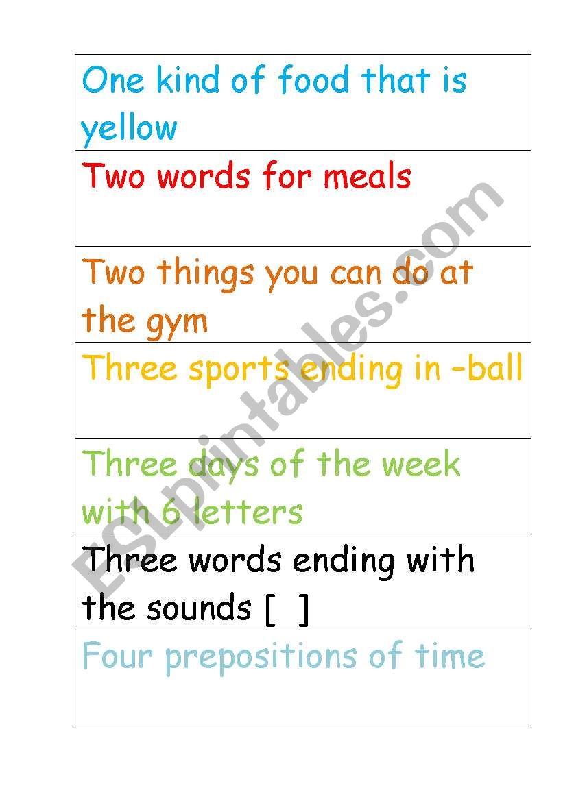 Word Race worksheet