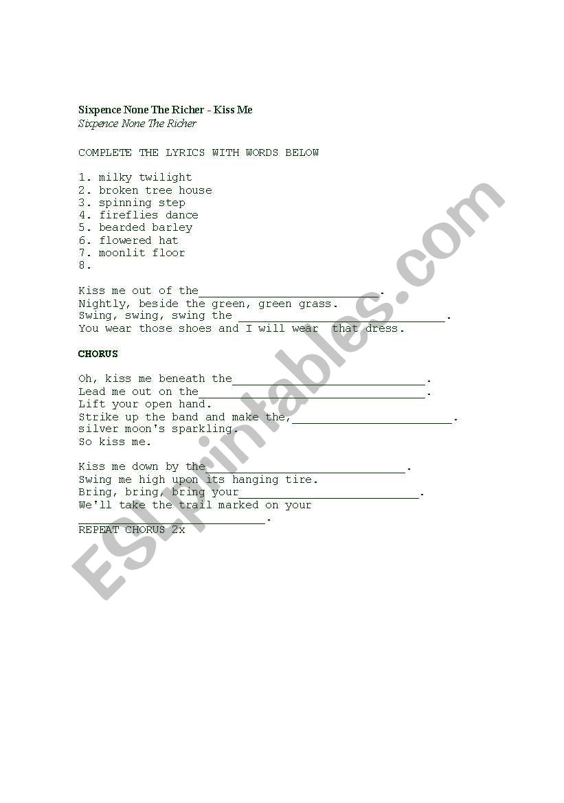Song worksheet