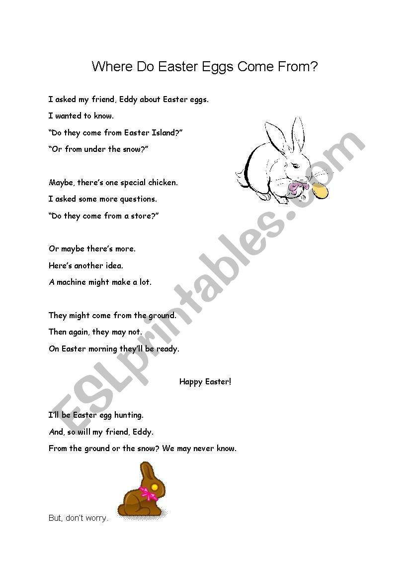 Easter poem worksheet