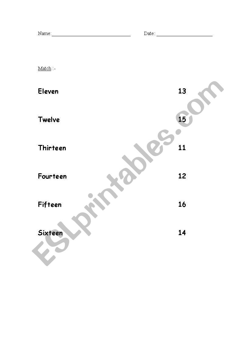 numbers worksheet..  worksheet