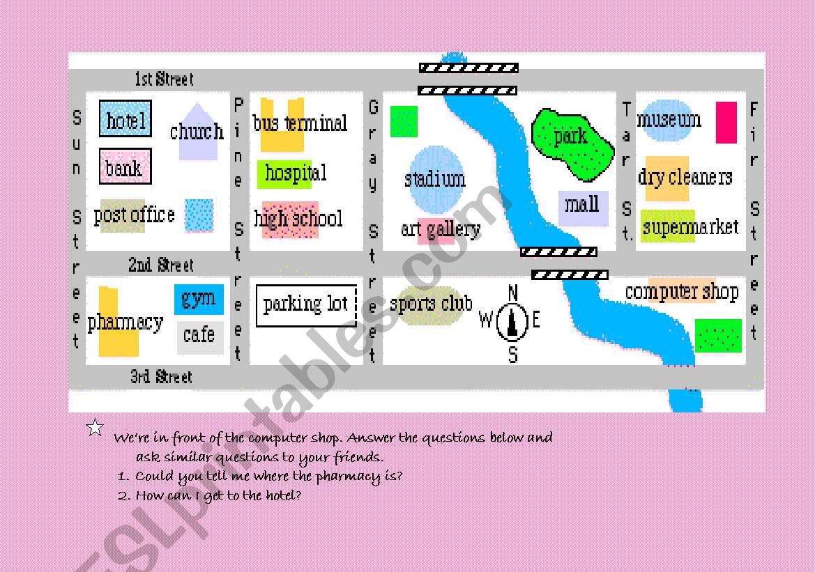 asking and telling the way worksheet