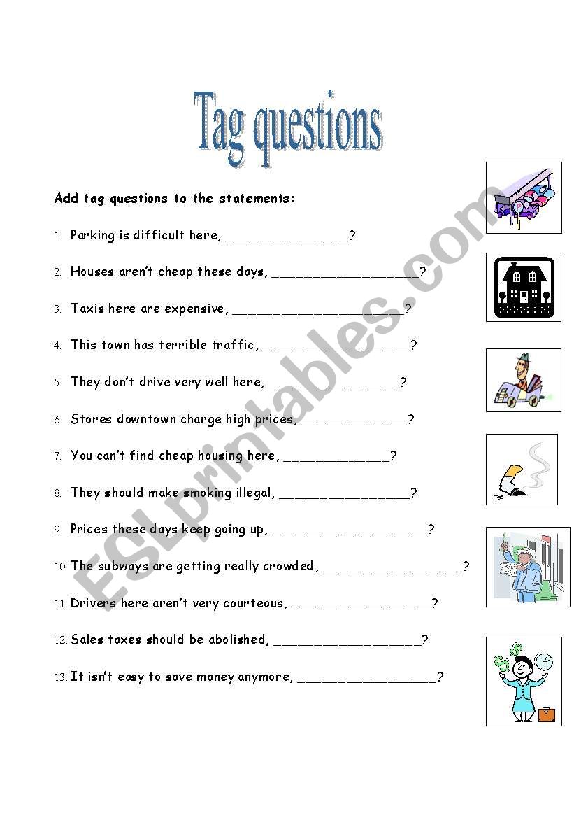 Tag questions exercise worksheet