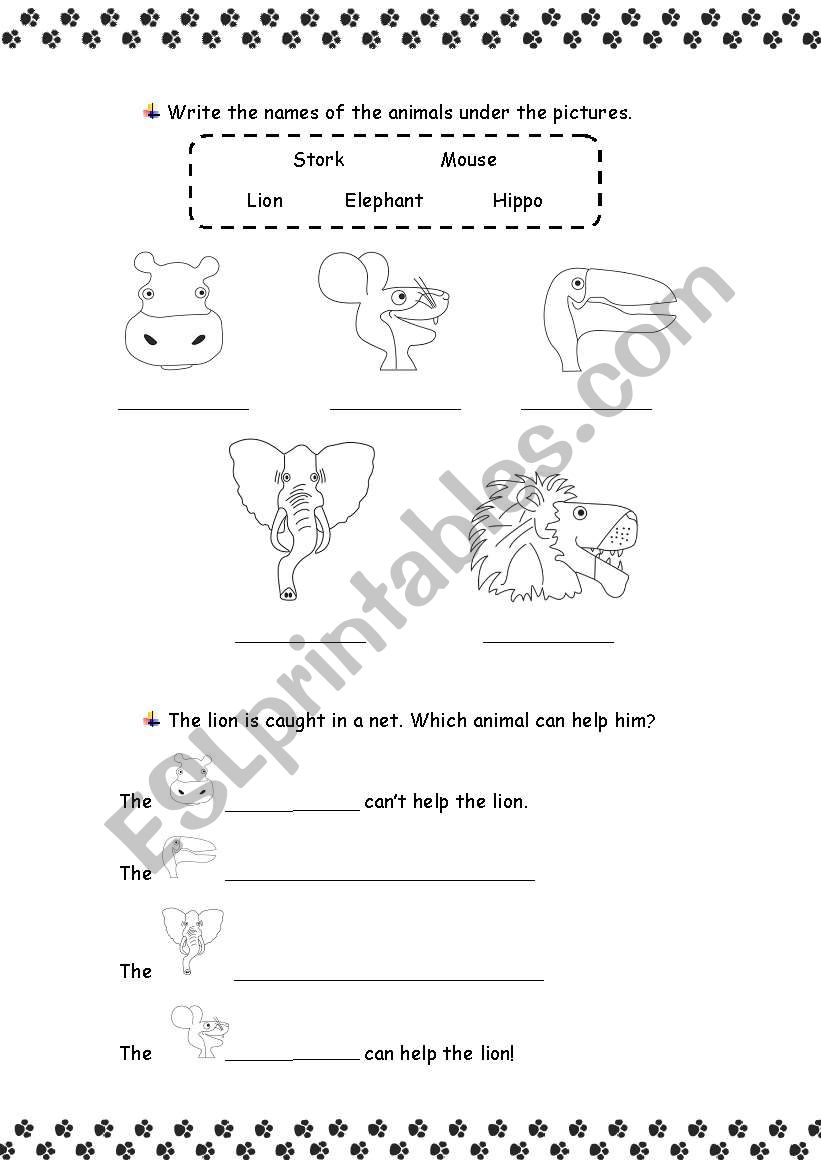 The Lion and the Mouse worksheet