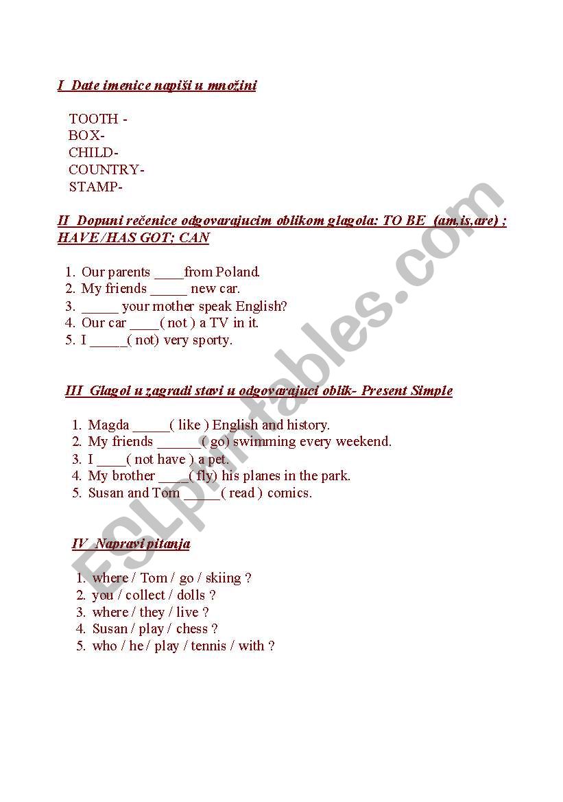 grammar test worksheet