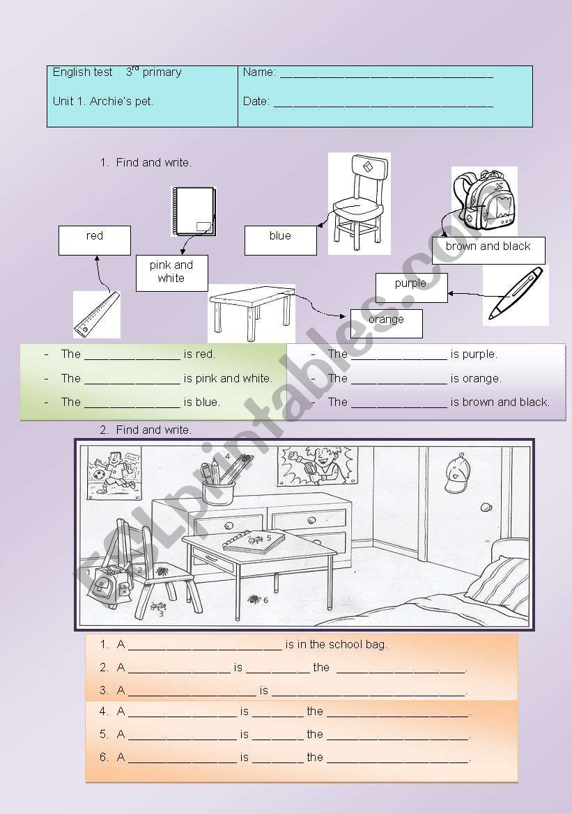 exam 3rd primary  worksheet