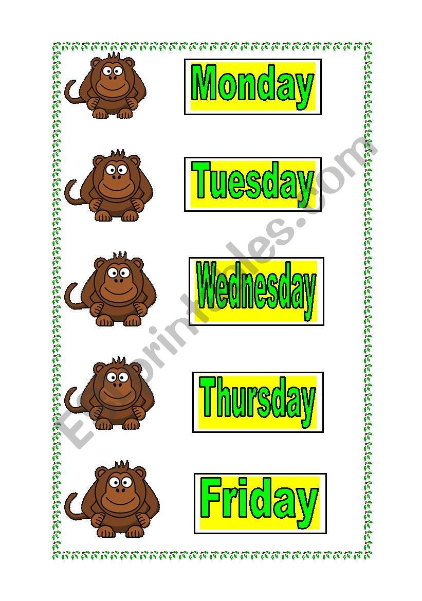 days of the week worksheet