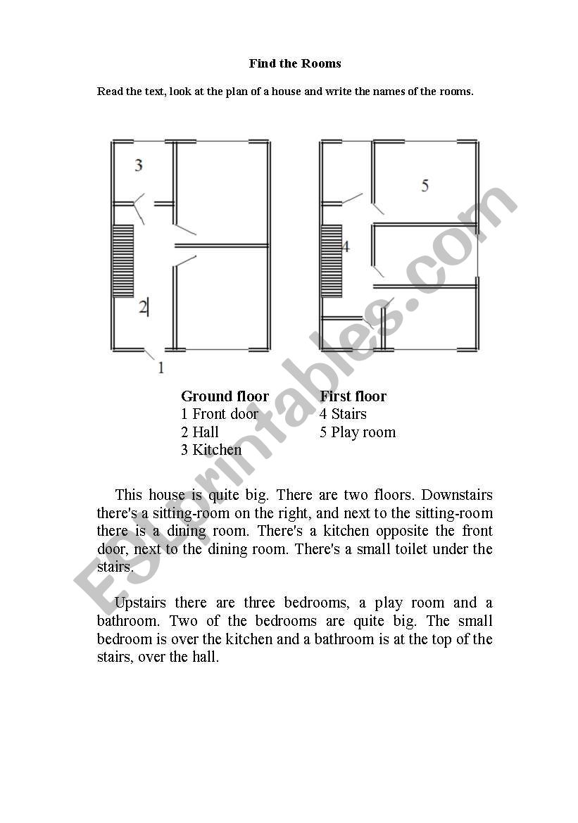 Find the rooms worksheet