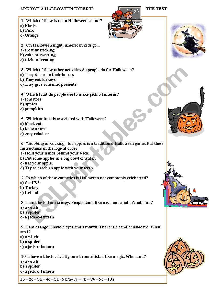 Halloween quiz worksheet