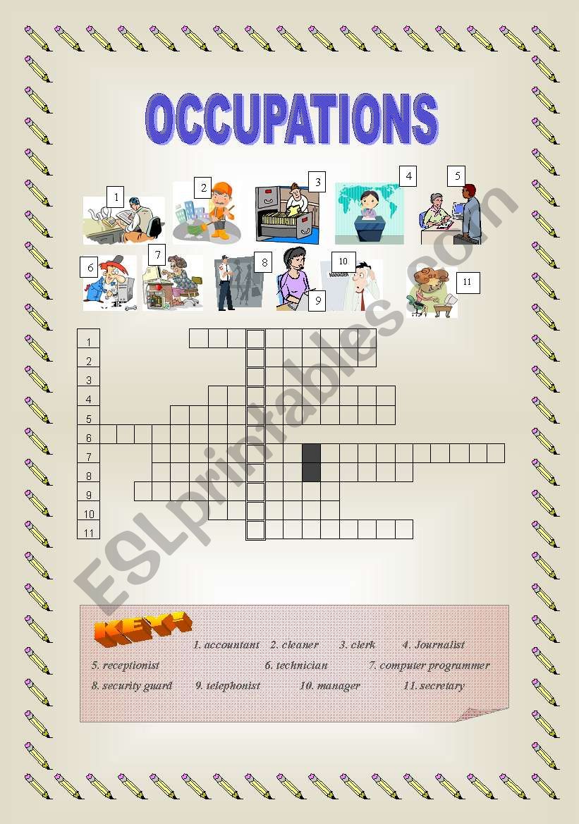 Jobs - occupations worksheet