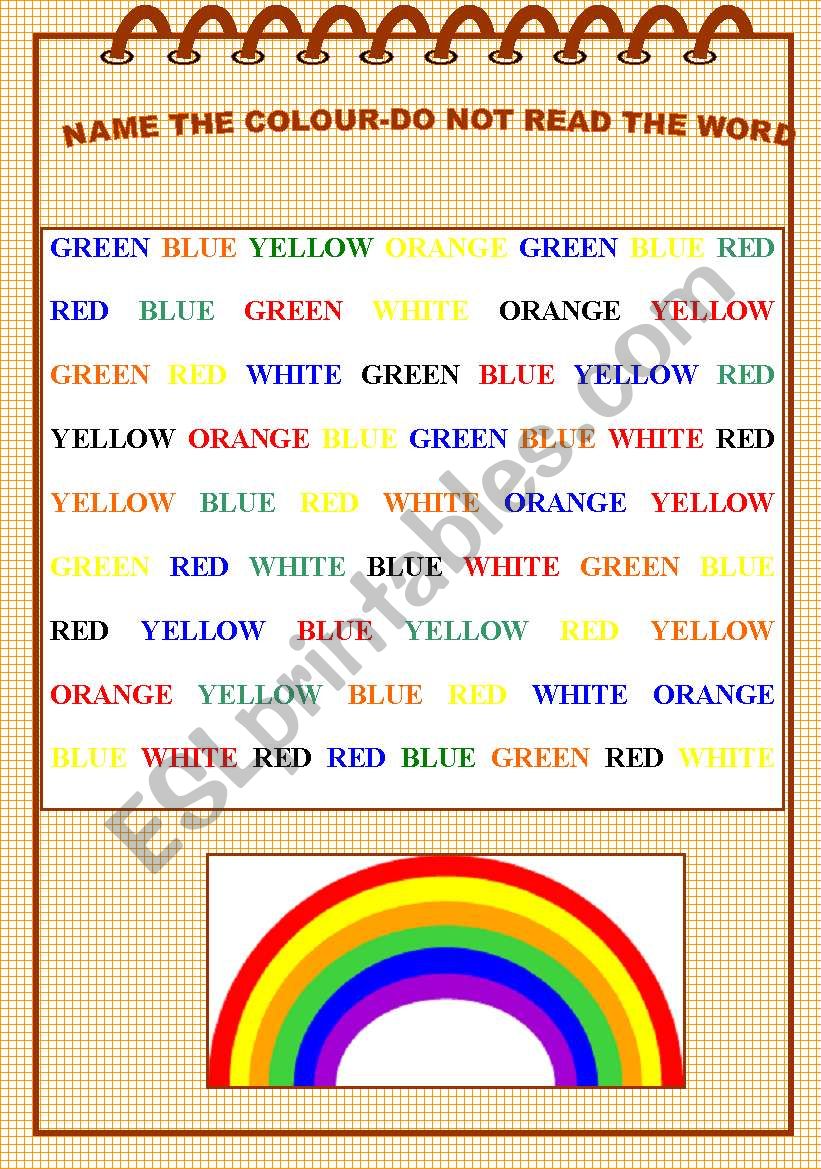 Name the colour  worksheet