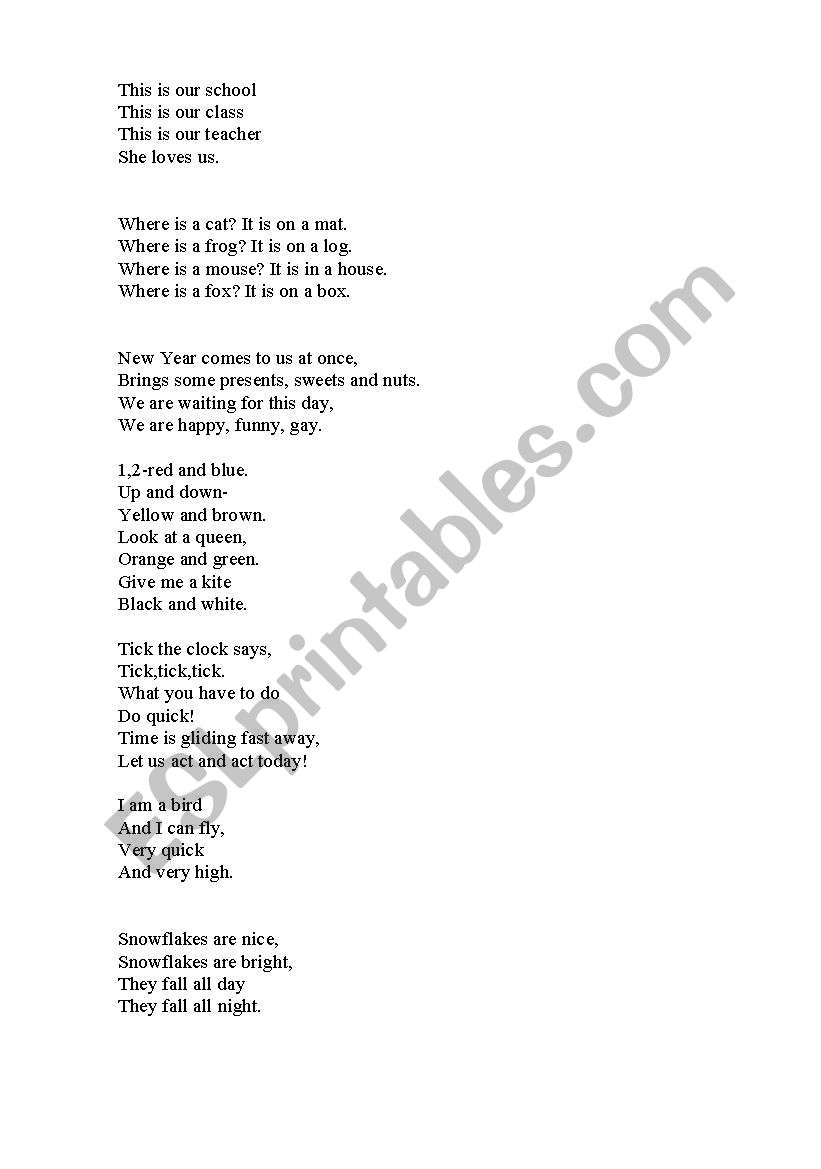 poems worksheet