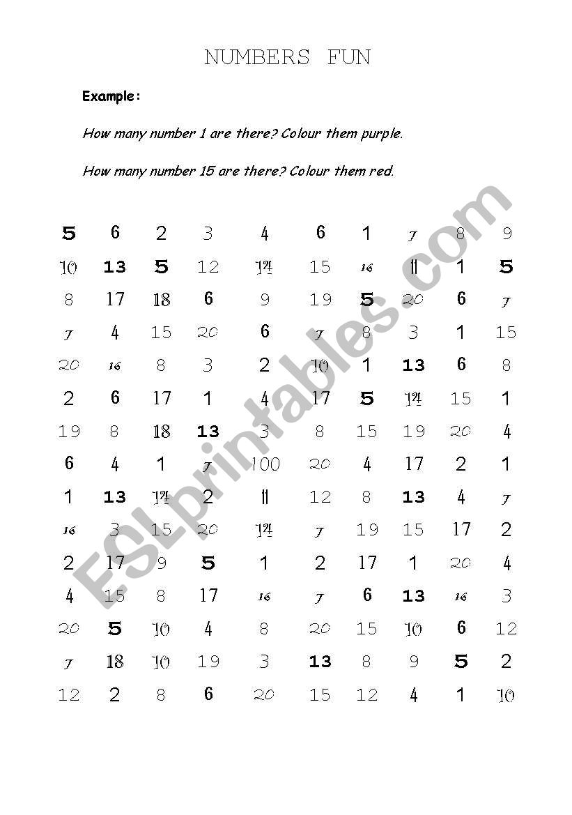 numbers fun worksheet