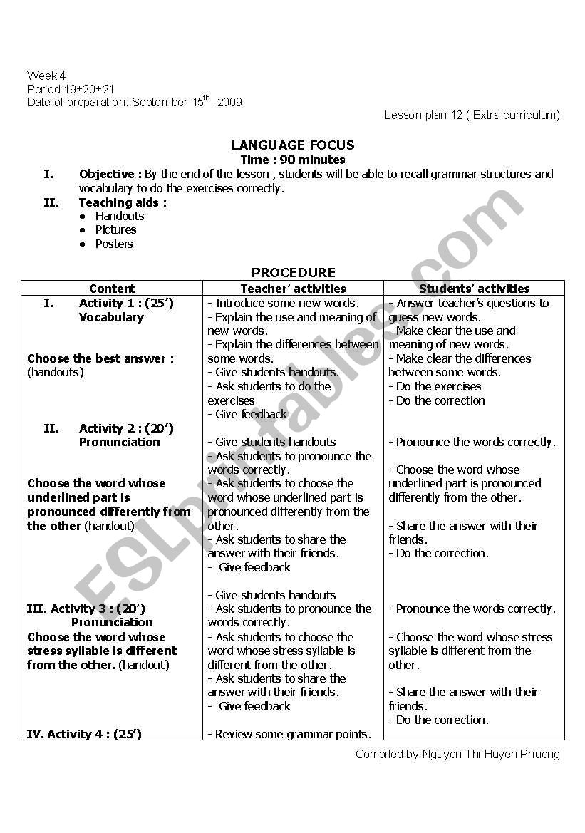 grammar lesson plan worksheet