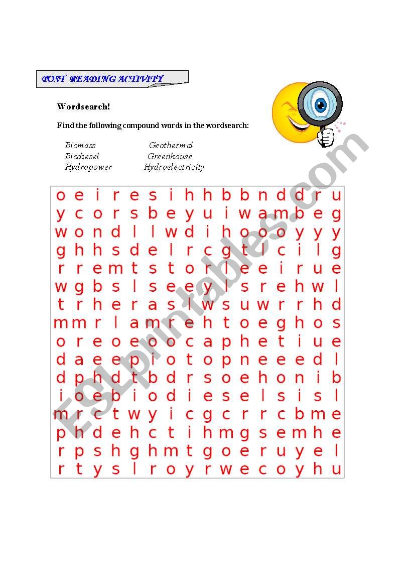 wordsearch renewable energy worksheet