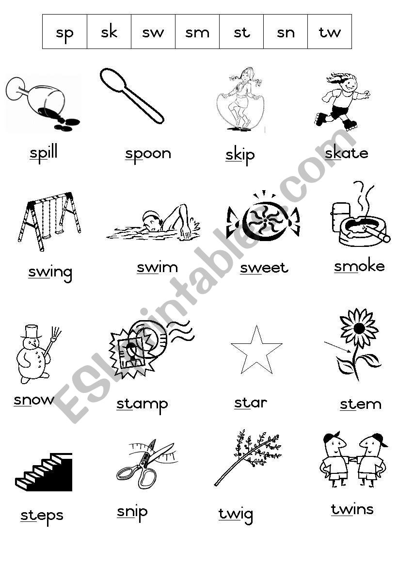 Phonics - Initial Blends Handout 3