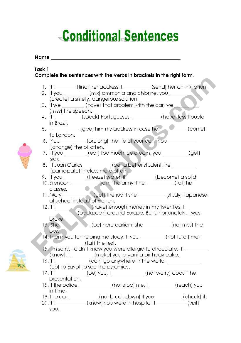 Conditional sentences worksheet