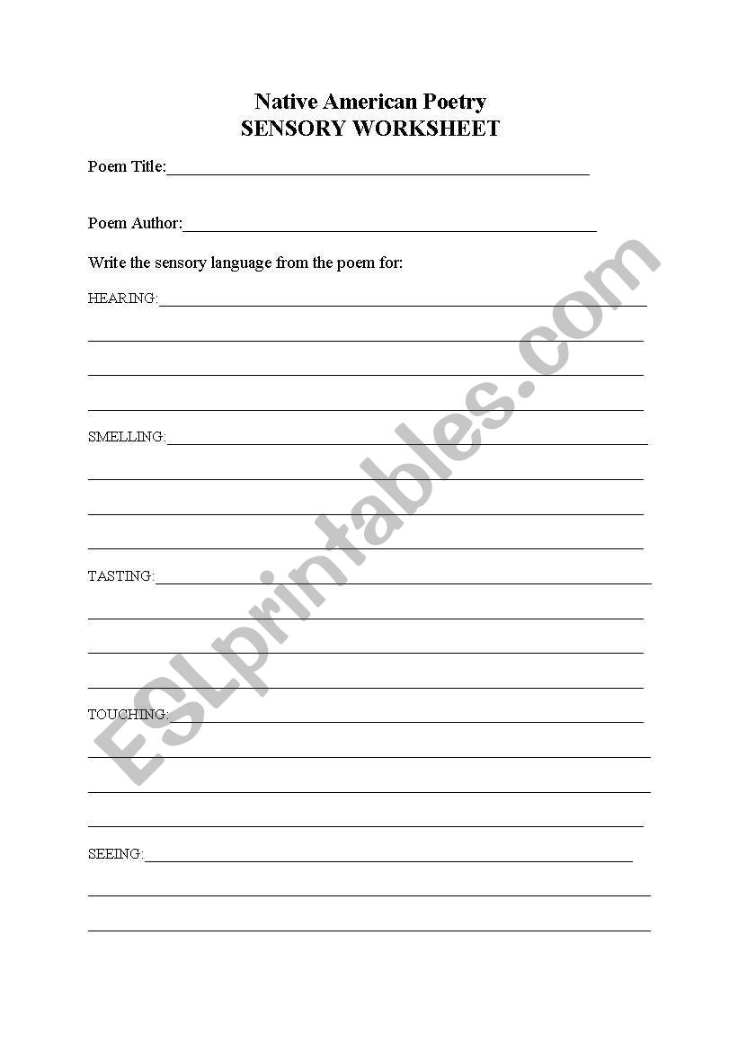 Native American Poetry worksheet