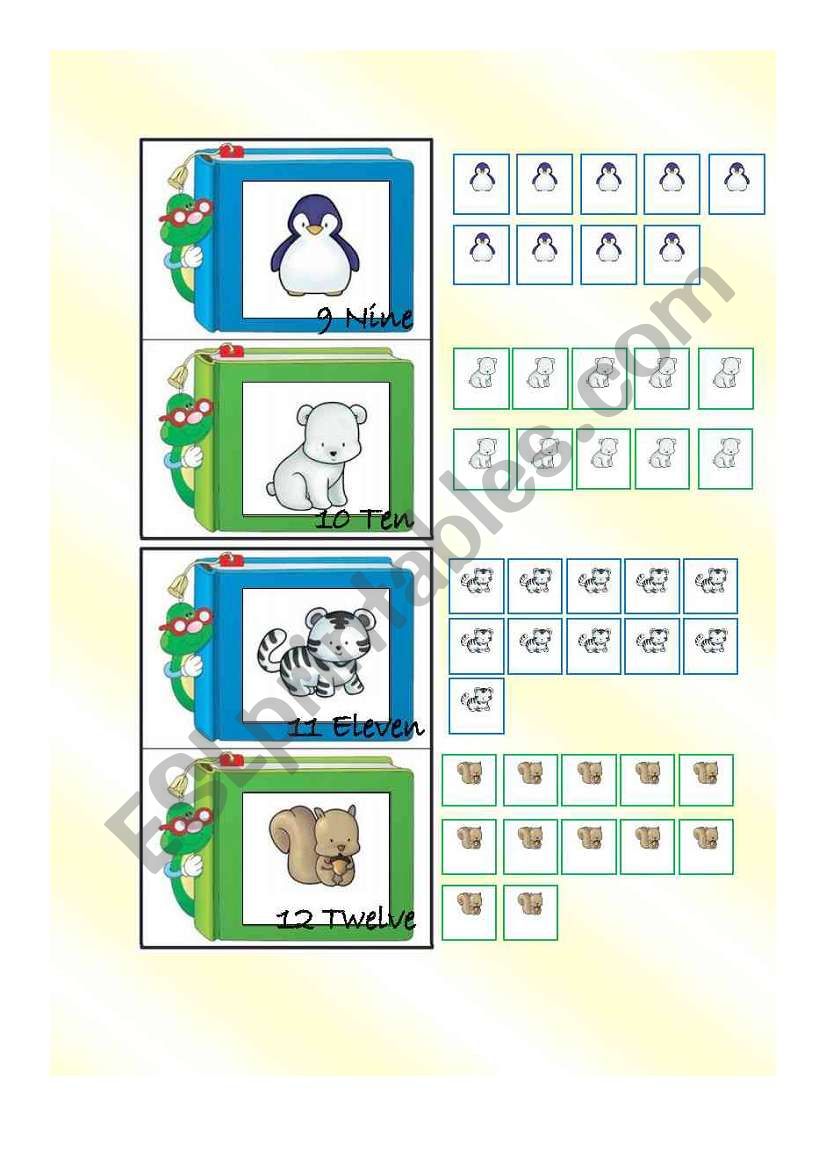Numbers and Animals Flashcards and Stickers - Part 2