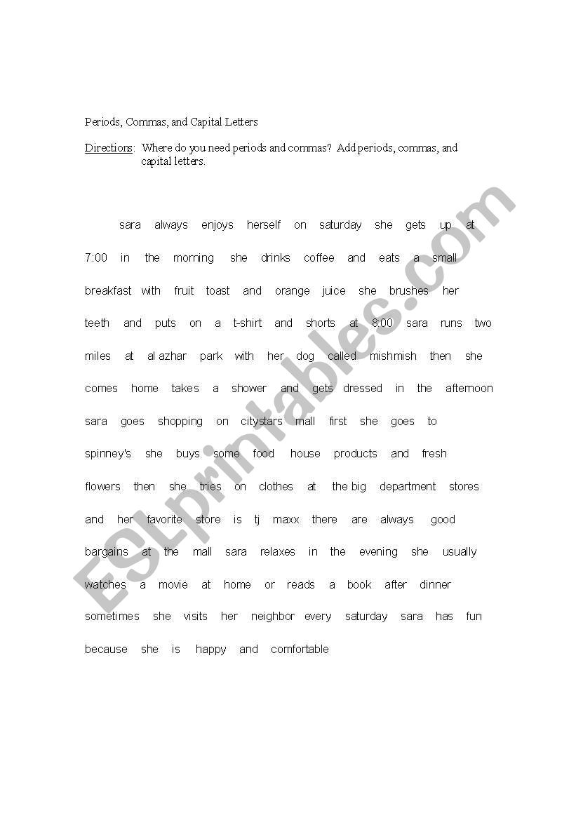 punctuation mistakes worksheet