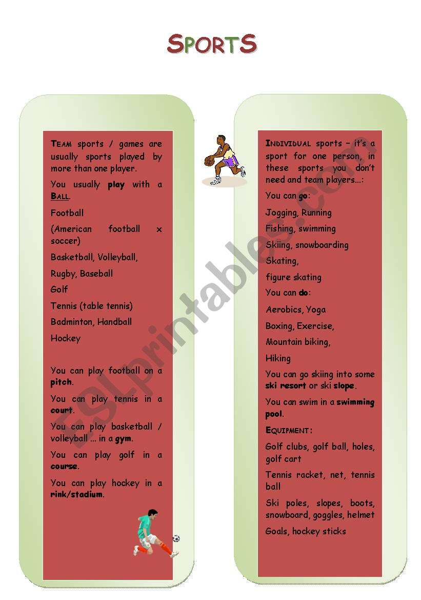 Sports - Vocabulary worksheet