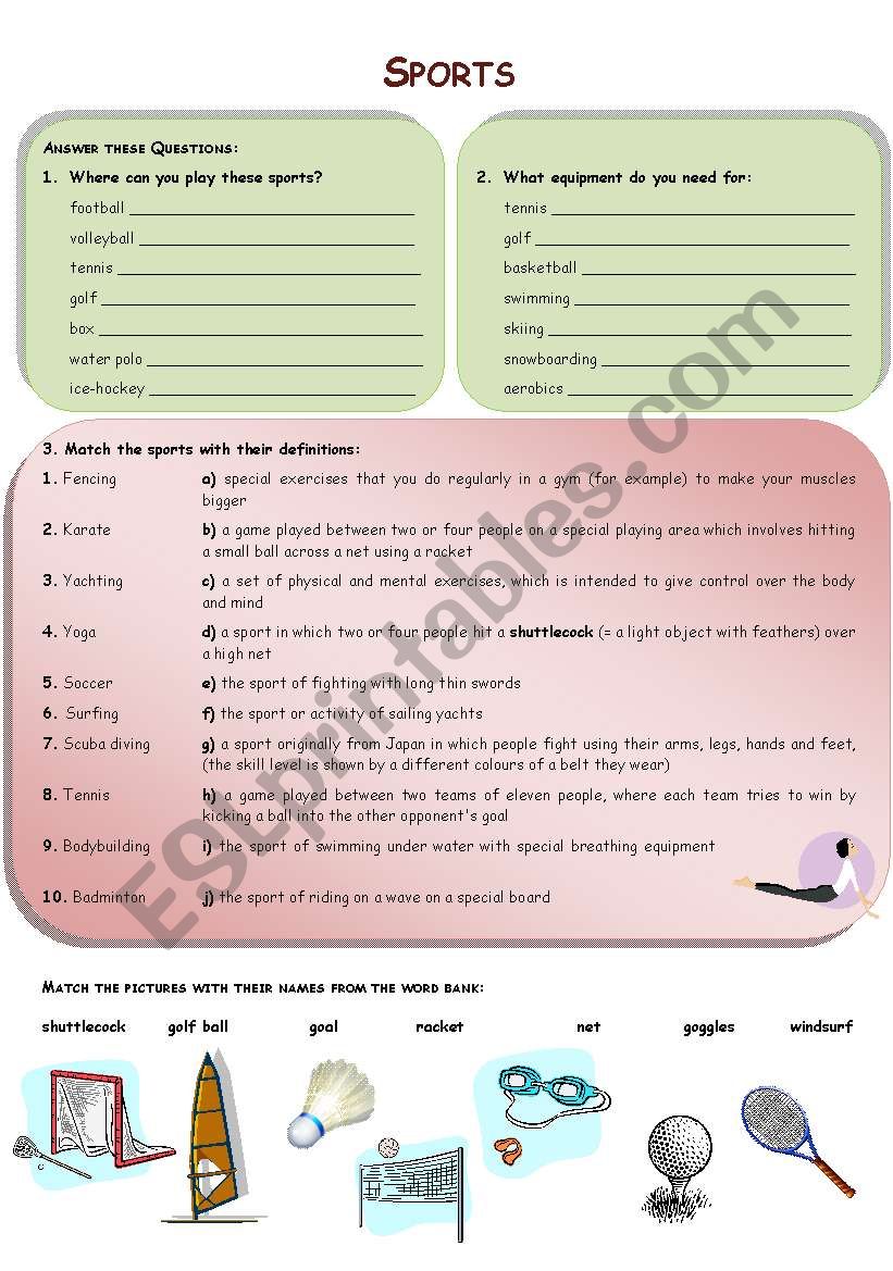 Sports worksheet