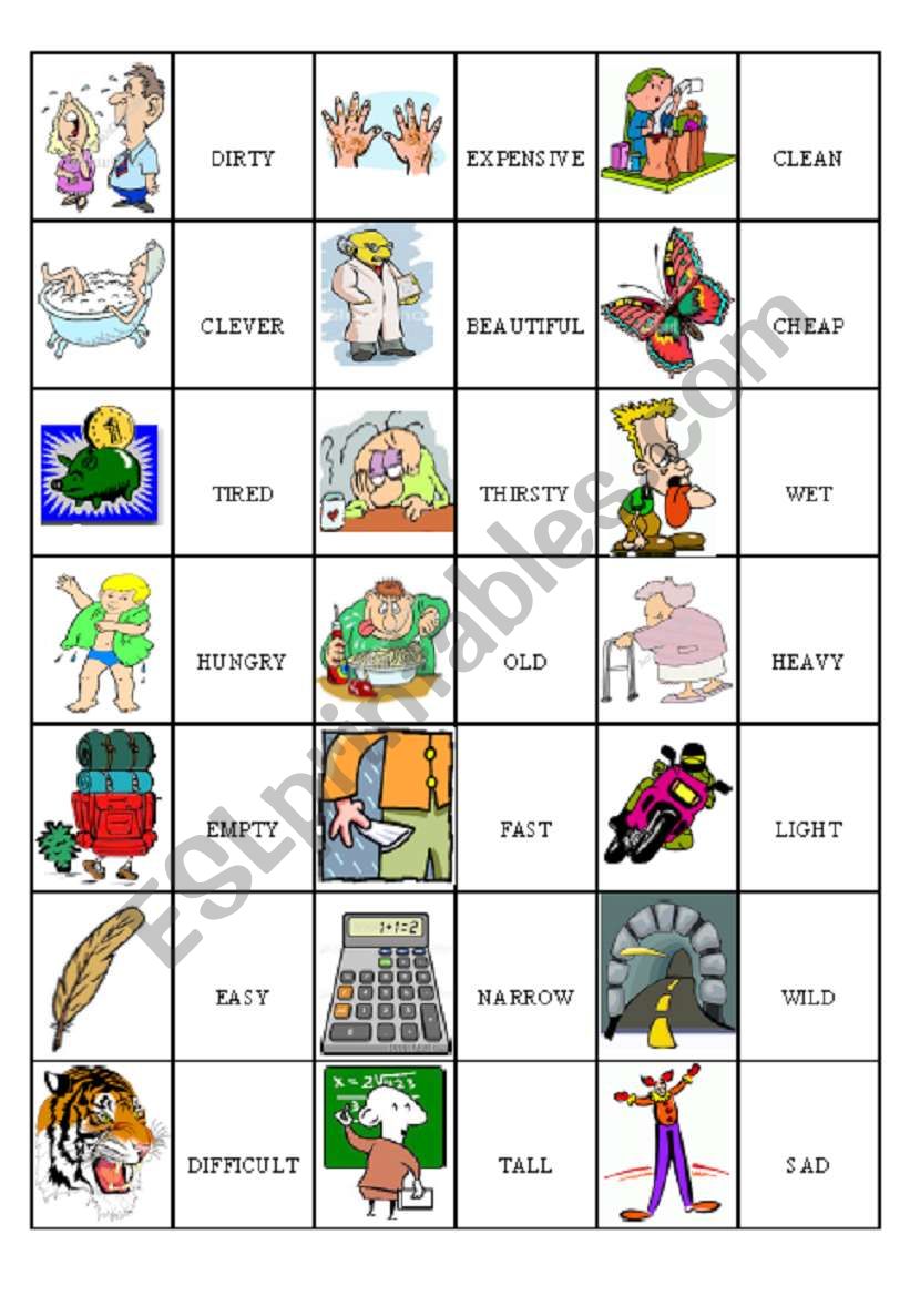 Domino - Adjectives 1/2 worksheet