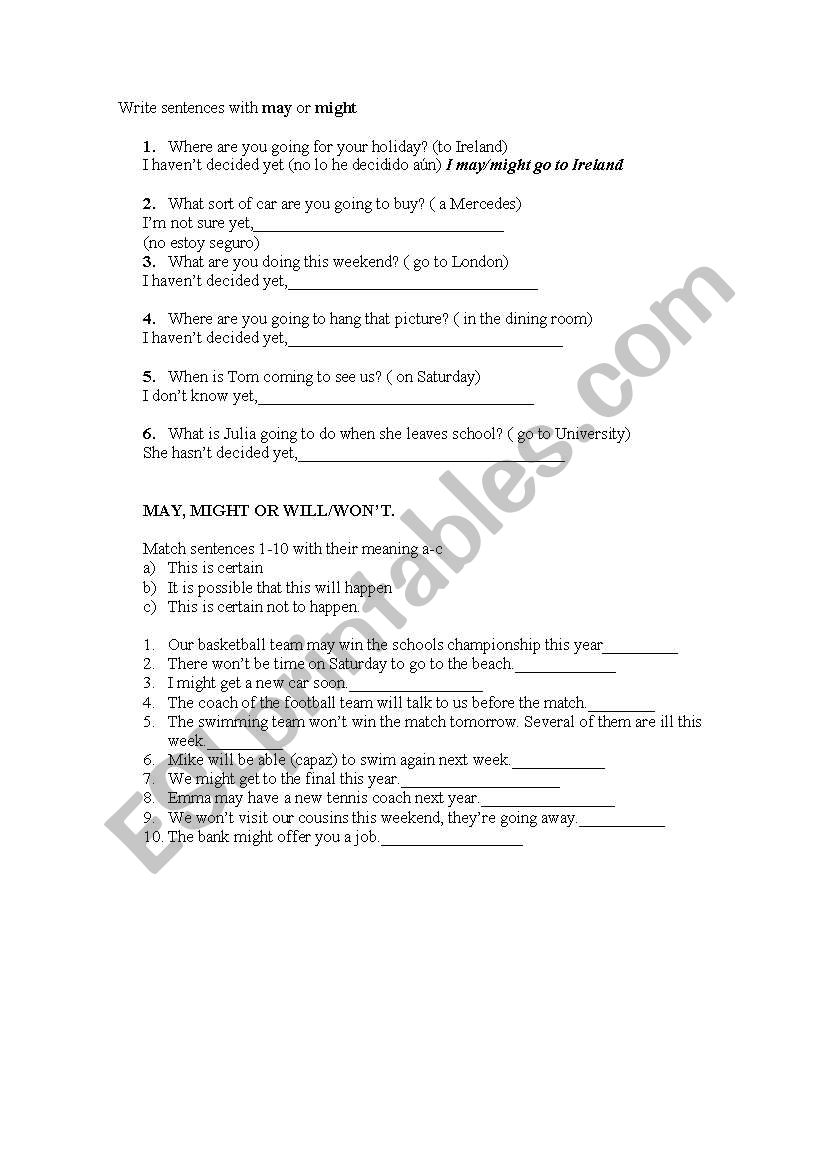 Modal exercises worksheet