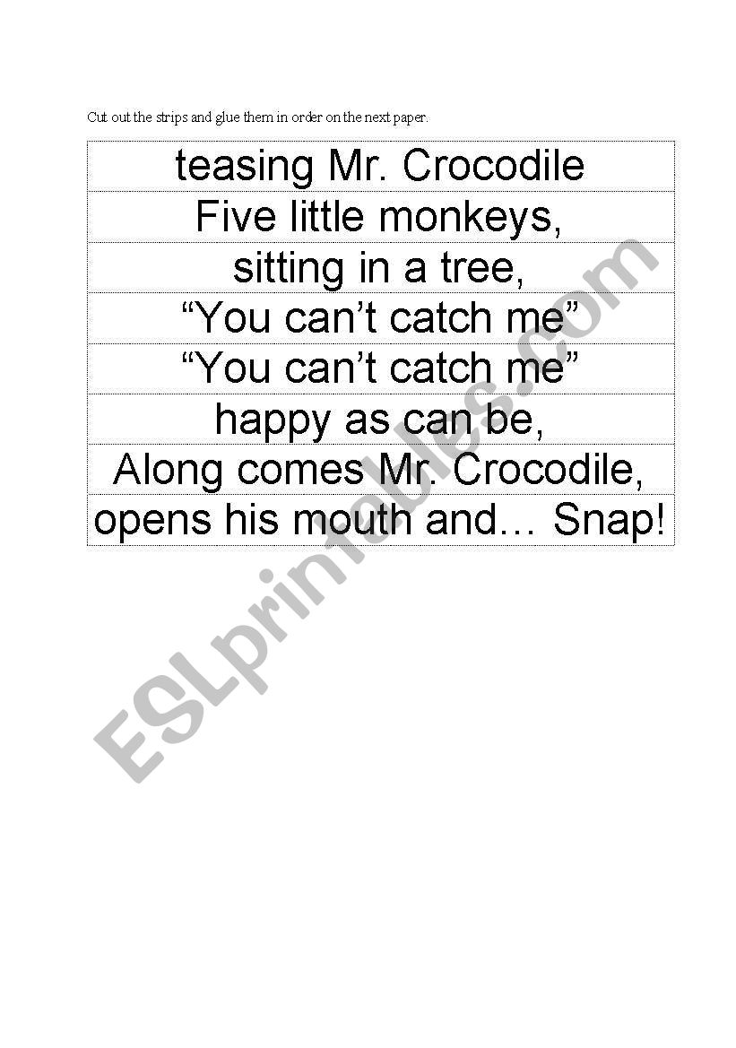 Five Little Monkeys Sitting in a Tree Rhyme