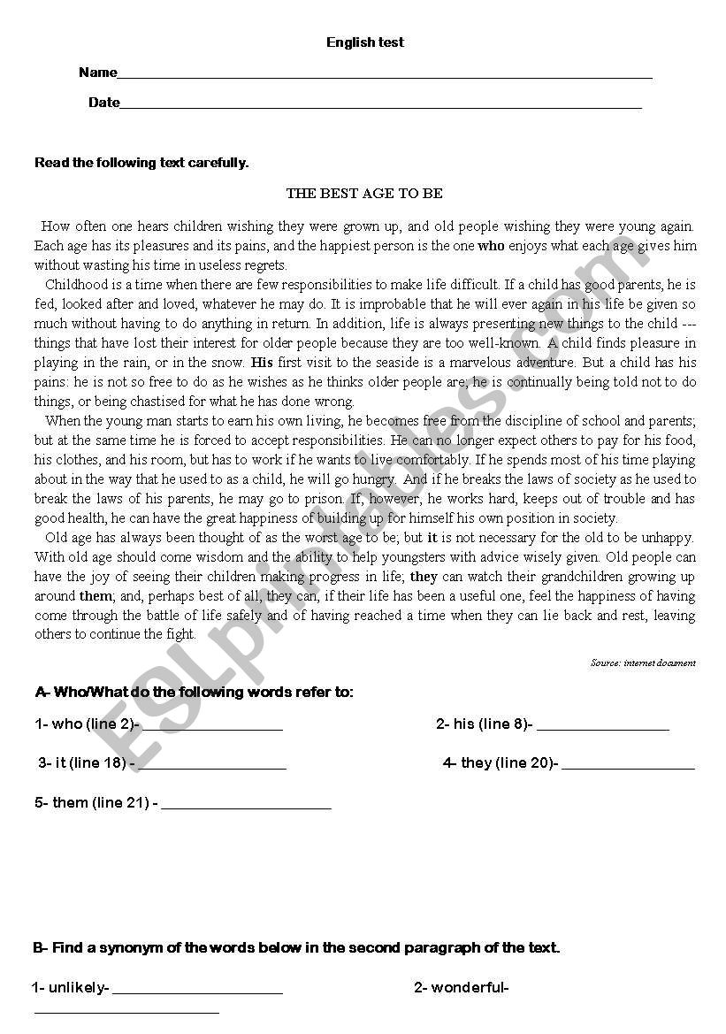 teens world worksheet