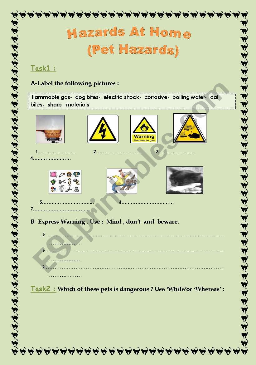 Hazards At Home (Pet Hazards) worksheet