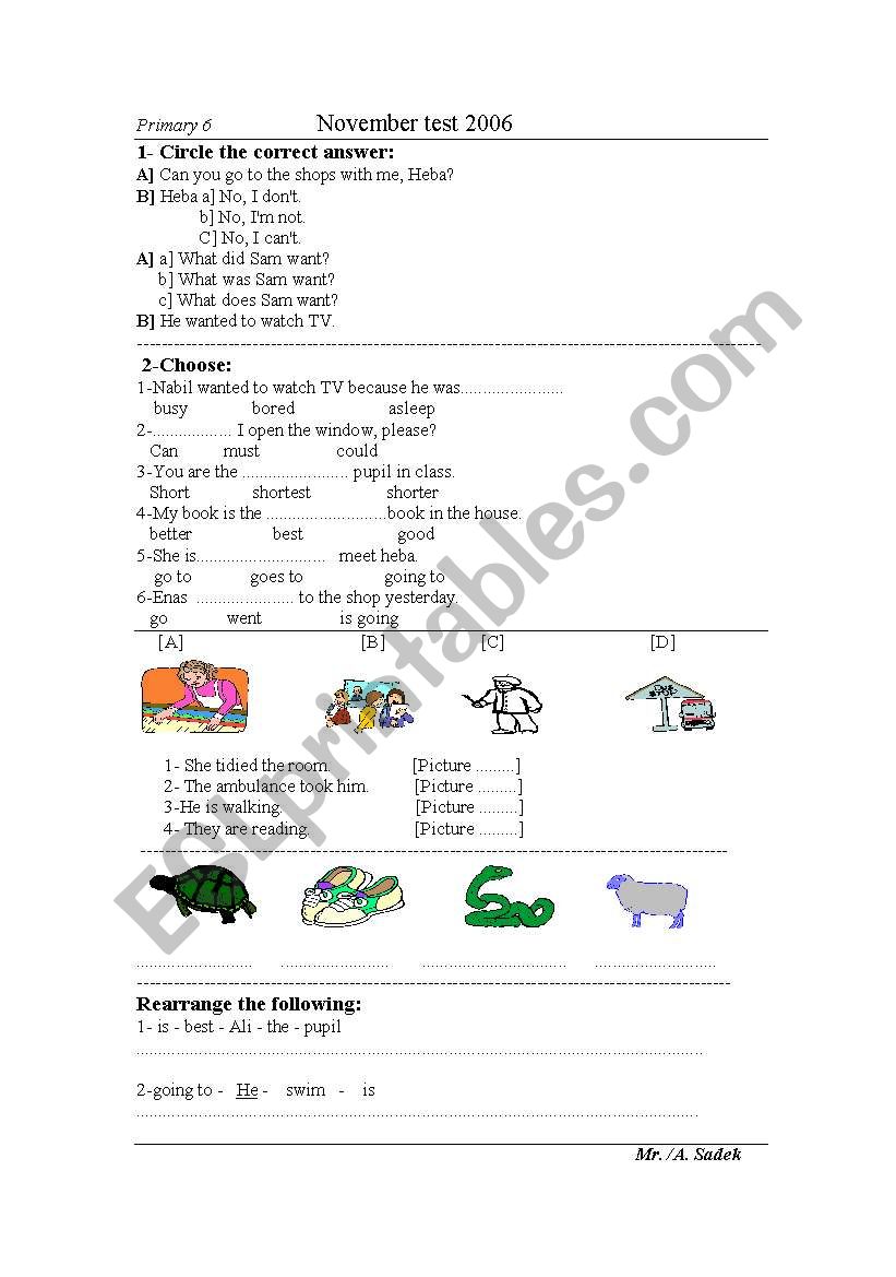 english test 4 kids worksheet