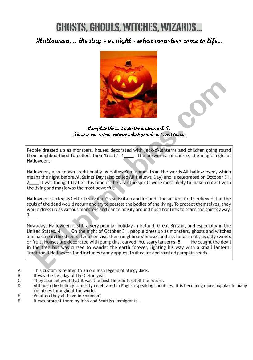 Halloween  worksheet