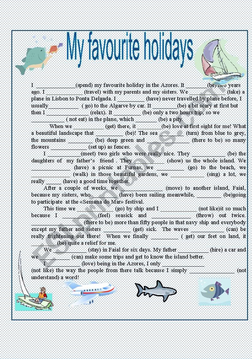 My favourite holidays worksheet