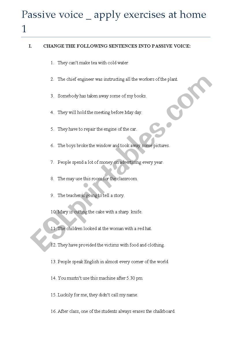 exercises about passive voice worksheet