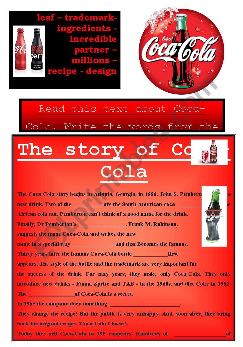 FILL IN THE GAP: COCA-COLA HISTORY