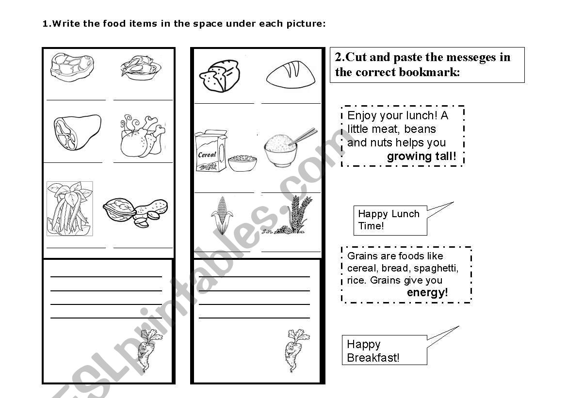 Food_bookmarks worksheet