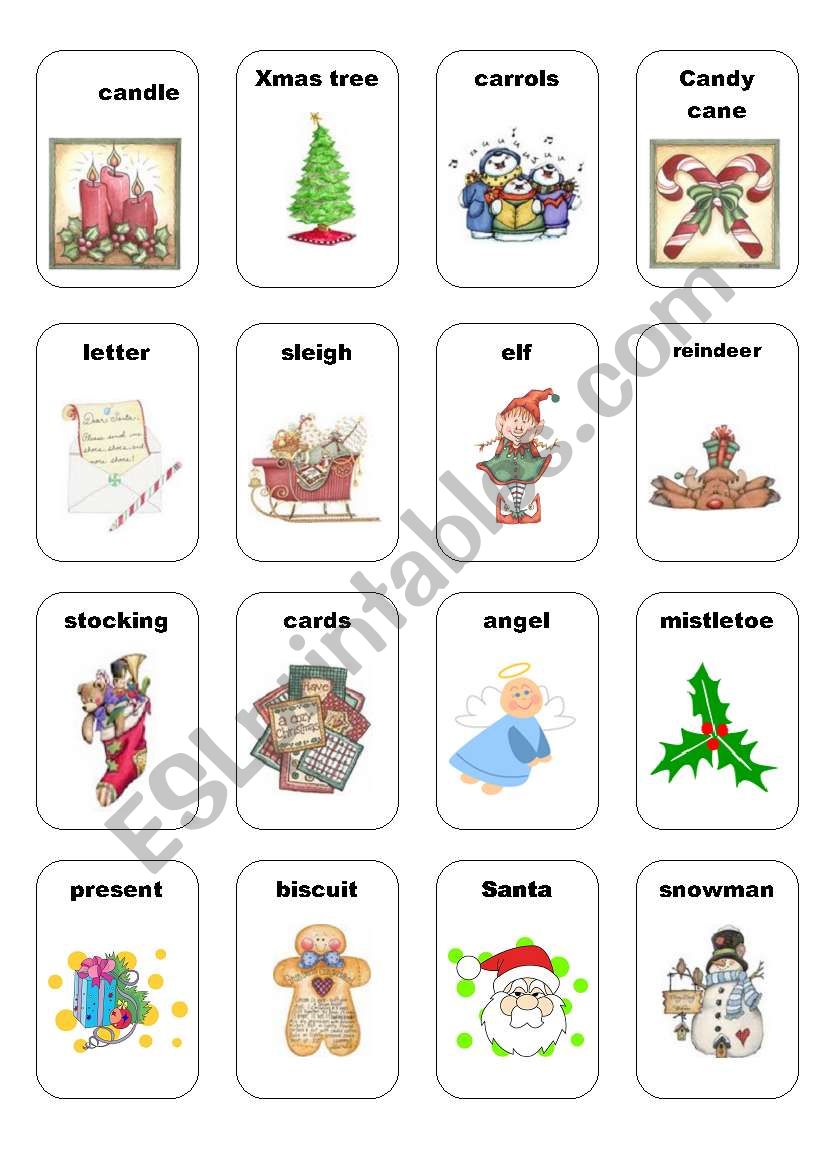 first set of xmas cards worksheet