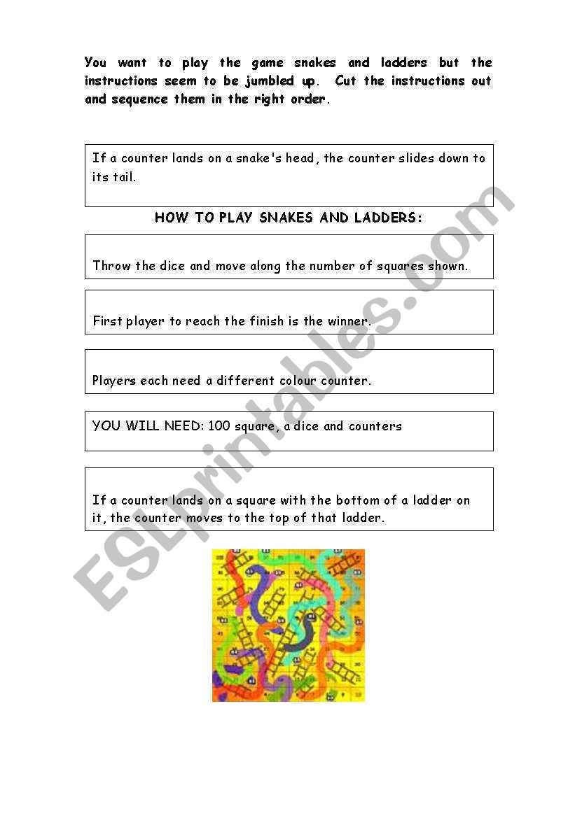 sequencing how to play snakes and ladders