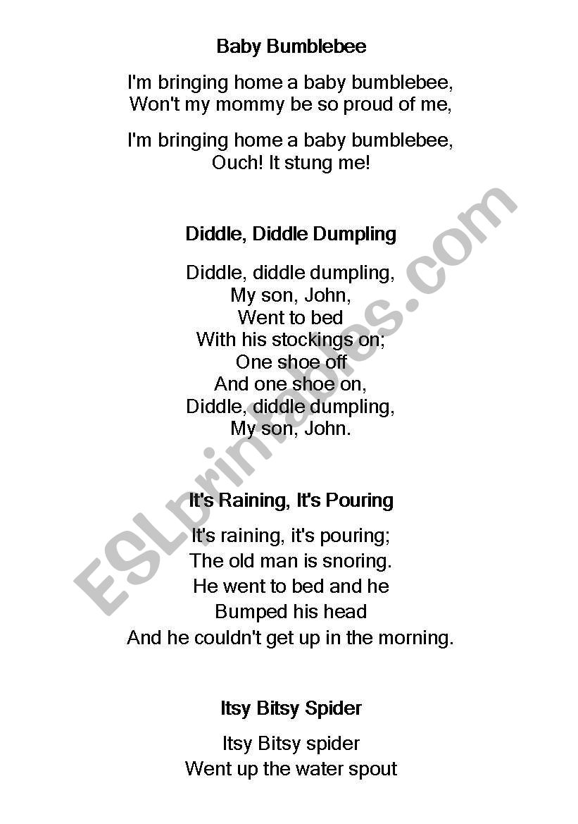 songs for pratice and fun worksheet