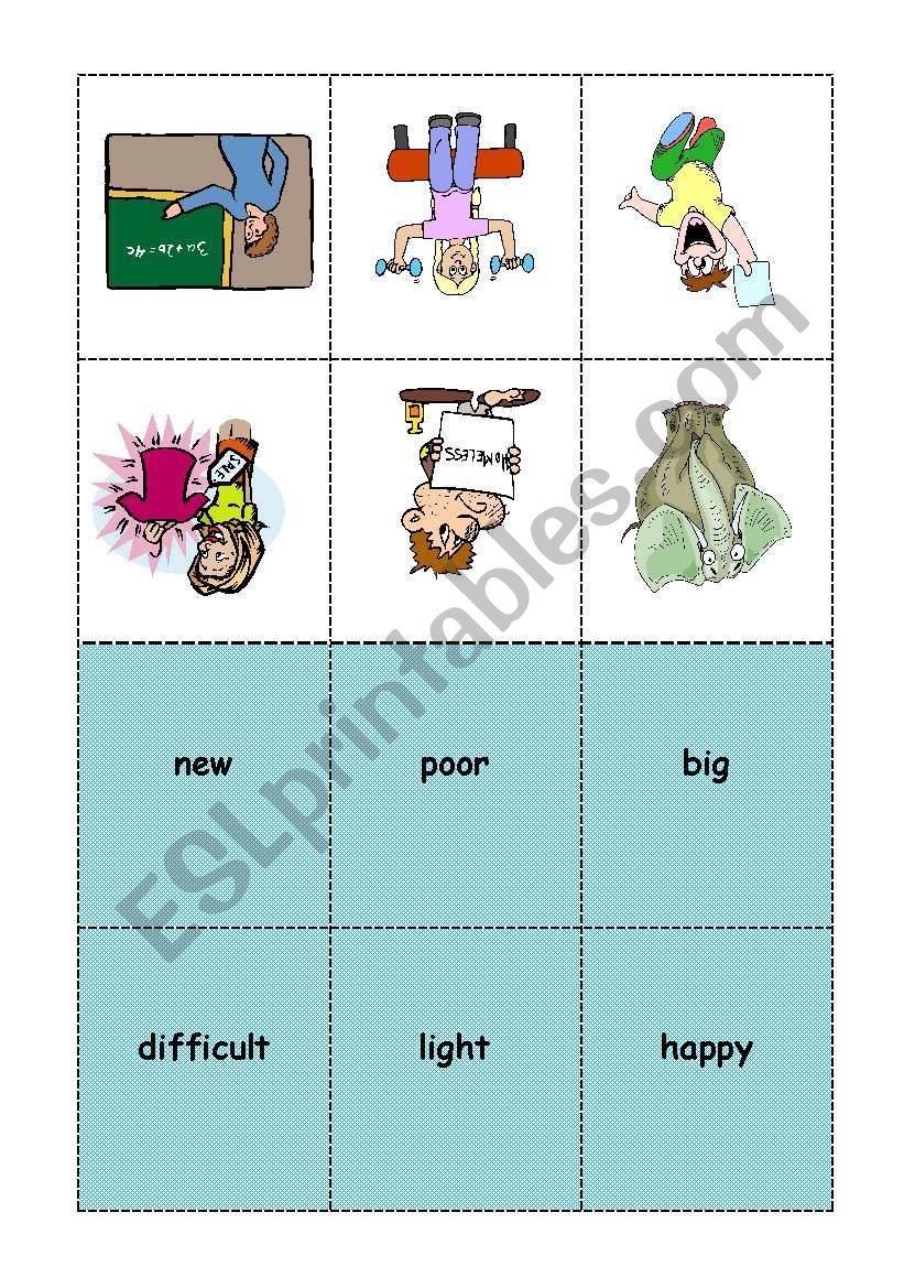 BINGO ADJECTIVES student cards 2/7