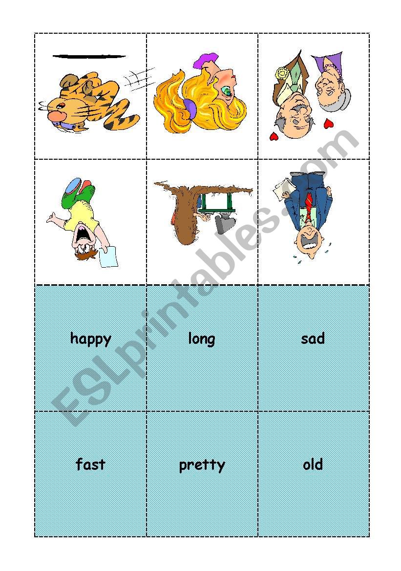 BINGO ADJECTIVES student cards 3/7