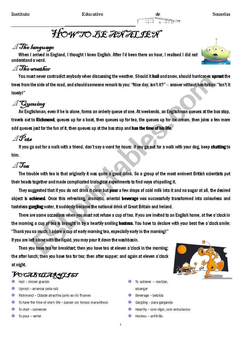 How to be an aliien in England