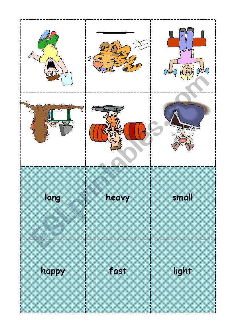 BINGO ADJECTIVES student cards 4/7