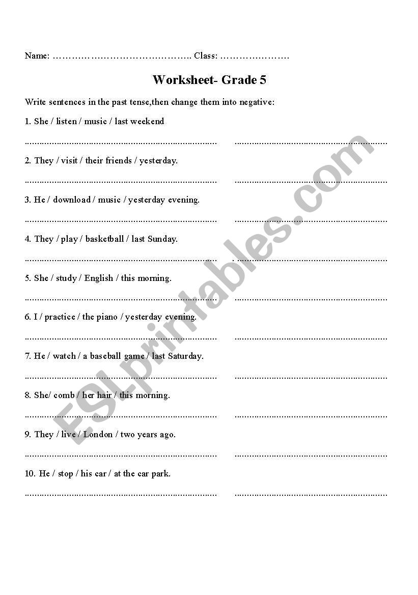 regular past tense verbs worksheet