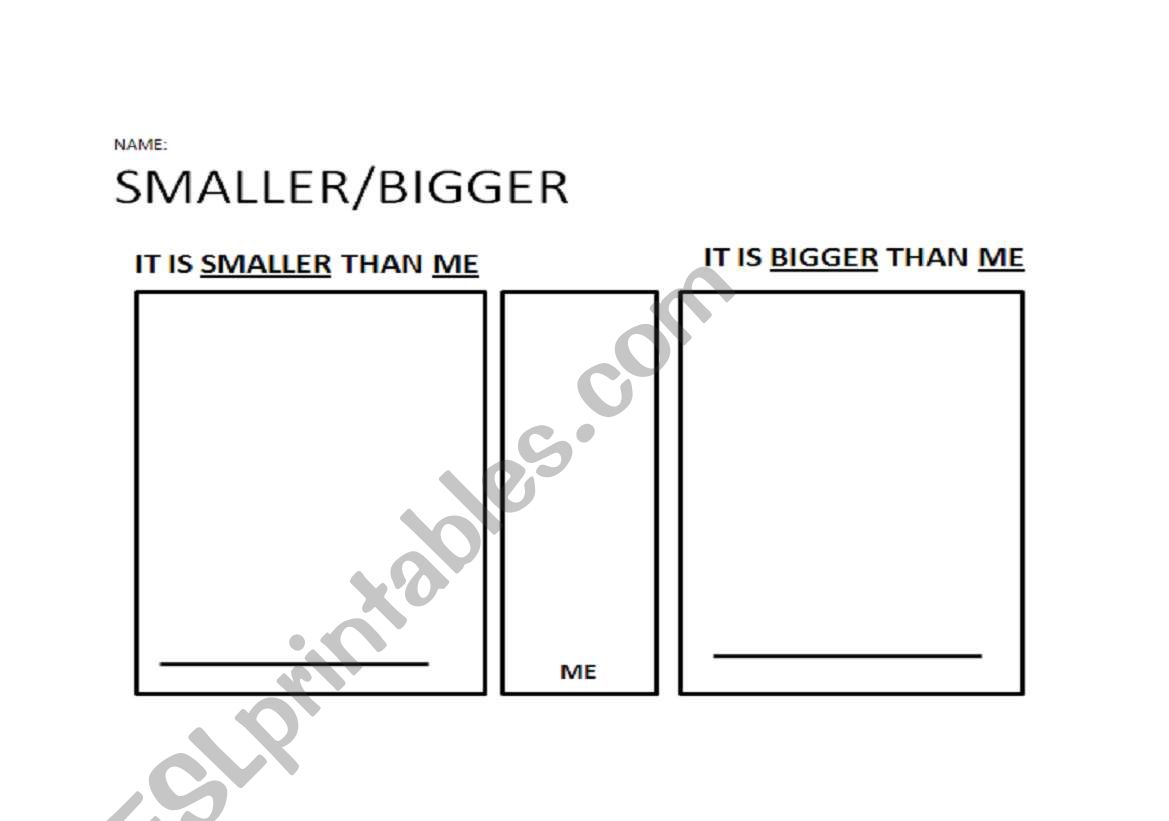 smaller/bigger than me worksheet