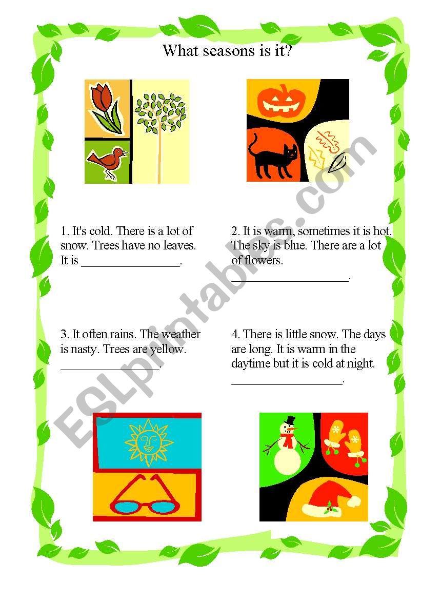 Seasons worksheet