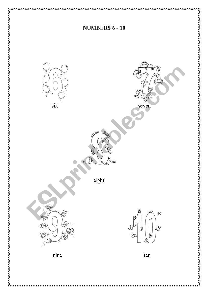 funny numbers 6-10  worksheet