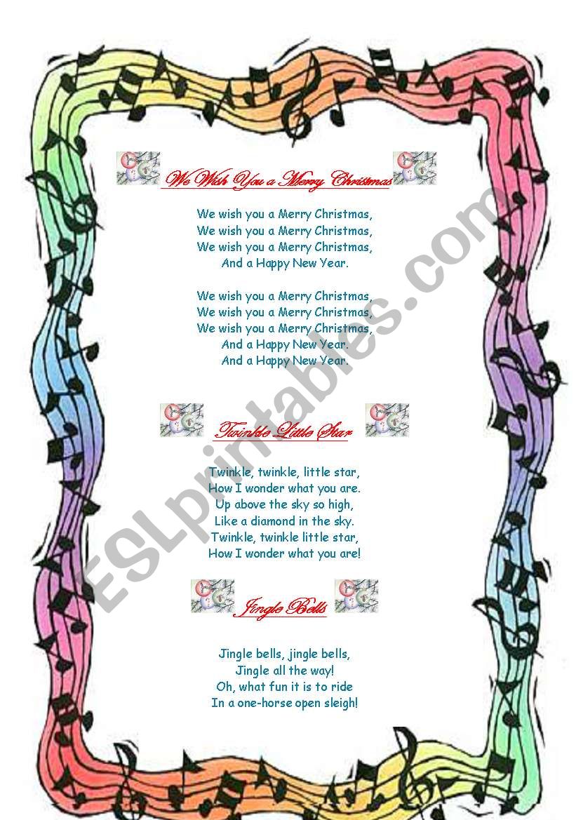 Christmas songs worksheet